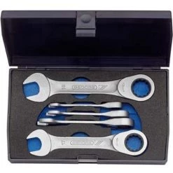 GEDORE Jeu De Clés Mixtes à Cliquet Extra-court, 5 Pièces, Modèle Extra-court, Tête à Cliquet Droite, Contenu : 8 10 13 17 19 Mm