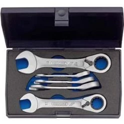 GEDORE Jeu De Clés Mixtes à Cliquet Extra-court, 5 Pièces, Modèle Extra-court, Tête à Cliquet Inclinée à 13°, Réversible, Contenu : 8 10 13 17 19 Mm