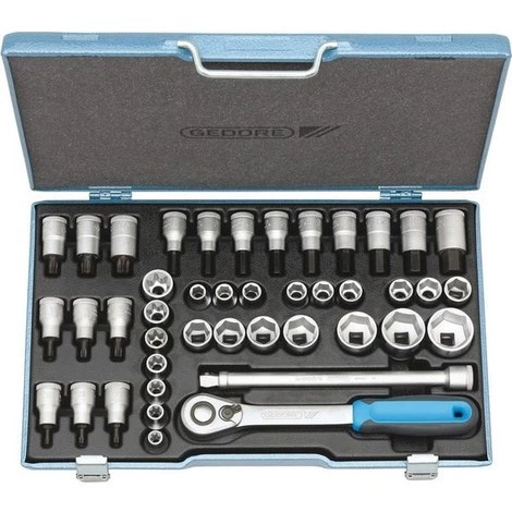 GEDORE Composition De Douilles 1/2'', 42 Pièces, 6 Pans, Avec Embouts De Vissage, 42 Pièces 3 GEDORE Composition De Douilles 1/2'', 42 Pièces, 6 Pans, Avec Embouts De Vissage, 42 Pièces